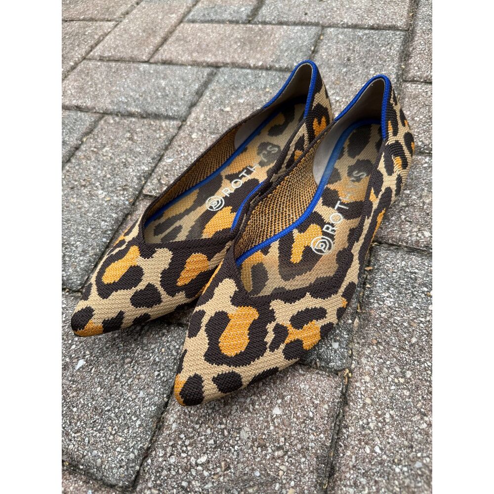 Rothy's The Point Big Cat Leopard Animal Print Ballet Flats Size 8 - Picture 2 of 9